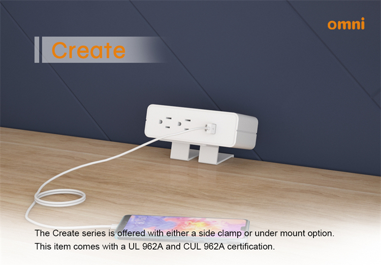 Omni’ tabletop plug sockets are designed for the power use of Multi-application site