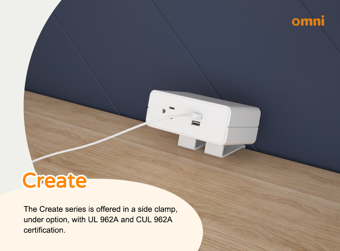 Desk mounted power outlets