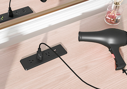 Recessed power strip USB C for furniture